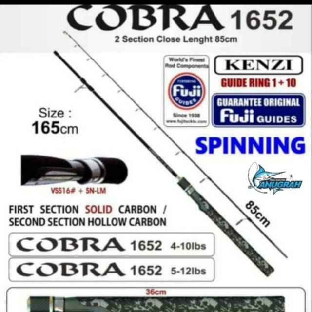 Joran pancing kenzi cobra 165cm / 1,65M 12lbs fuji ring
