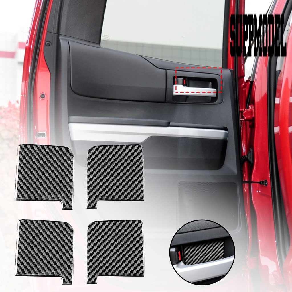 Suppmodelx &lt; 4Pcs / Set Stiker Panel Handle Pintu Mobil Toyota Tundra 2014-2018 Bahan Serat Karbon