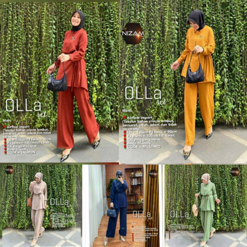 SETELAN BLOUSE + KULOT AIRFLOW CRINKLE IMPORT OLLA SET BY NIZAM