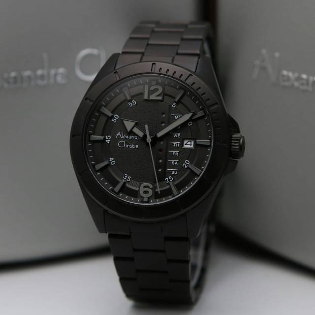 Diskon jam tangan pria alexandre christie ac6535 full black original garansi resmi 1 tahun