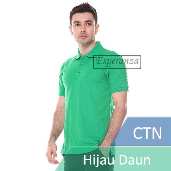 Kaos Polos Polo Shirt Kerah Esperanza - CTN Hijau Daun