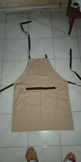 Apron Full 3saku Warna Mocca Bahan Tebal American Drill Yg Bagusnya Bukan Water Proof Non Plastik