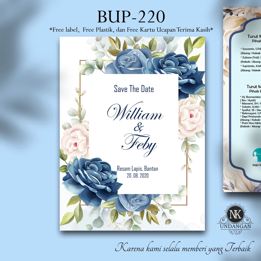 Undangan Pernikahan Murah yang Estetik Mewah Simple Elegan BC 200 Gsm BUP-220