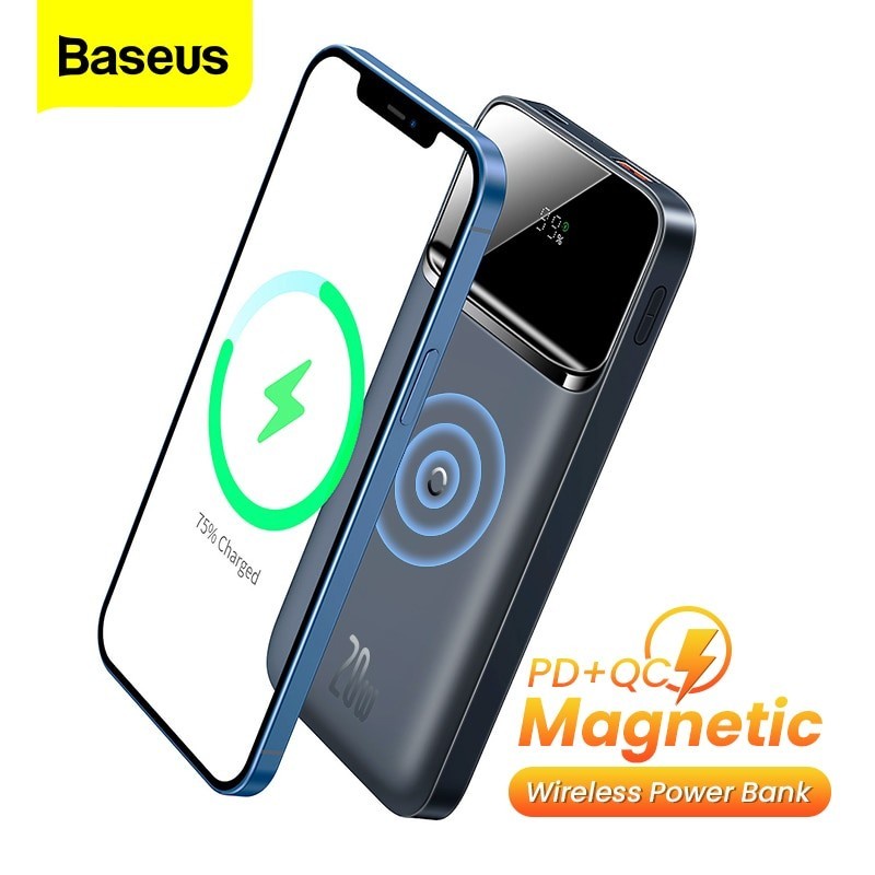 BASEUS POWER BANK MAGNETIC WIRELESS MAGSAFE IPHONE 12 FAST CHARGE 20W