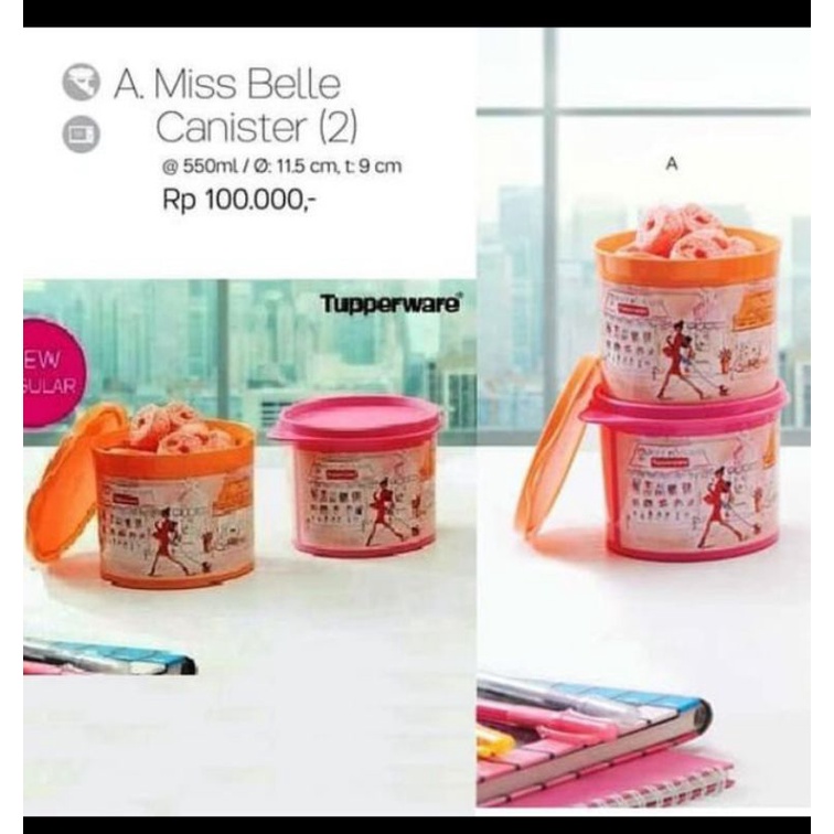 miss belle canister tupperware isi 2 / toples tupperware isi 2 / toples jajan tupperware / toples lebaran tupperware