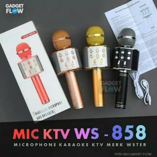 Termurah Medan Mic Speaker Bluetooth WS 858 Microphone Karaoke Smule WS858