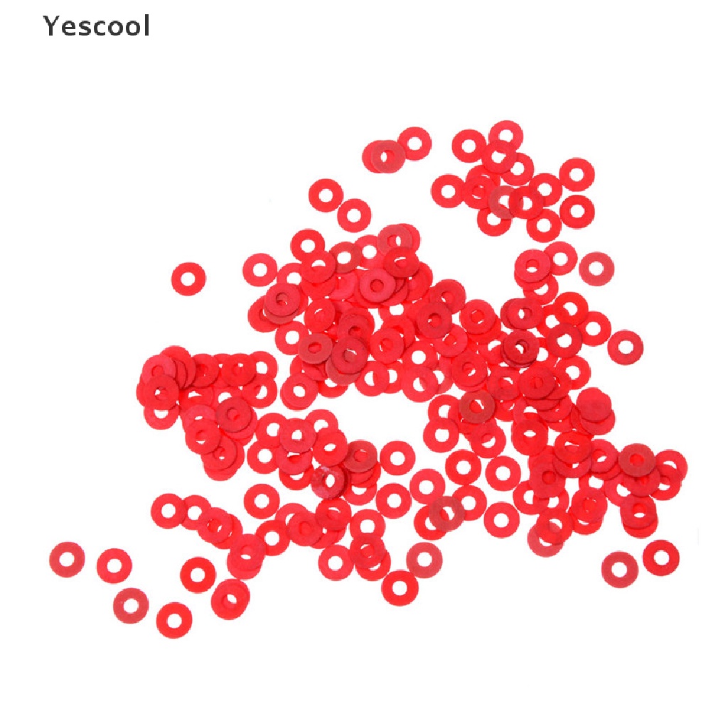 Yescool 100 Pcs Ring Washer Bahan Serat Karbon Warna Merah Ukuran 3mm