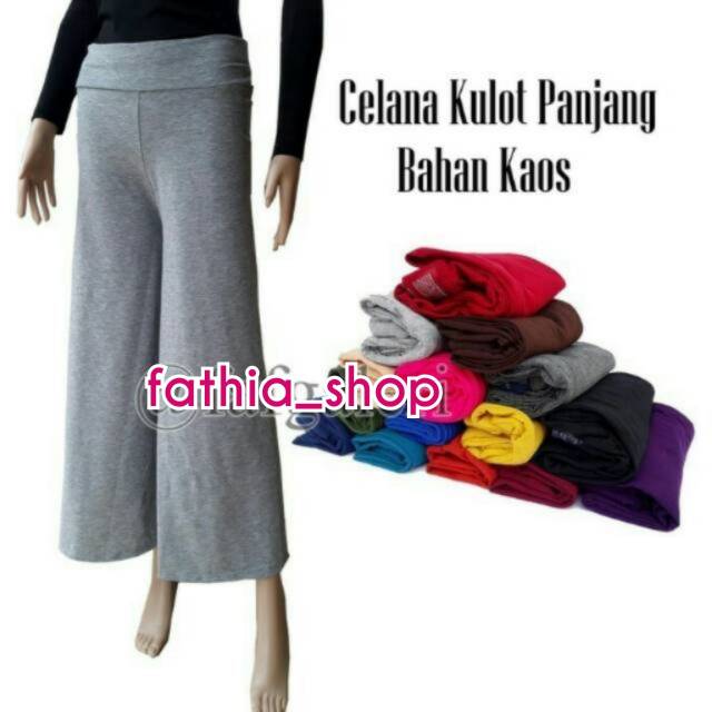 Celana kulot panjang wanita bahan spandek kaos