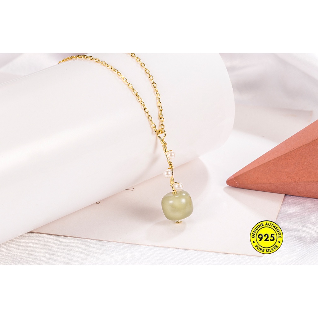 Kalung Mutiara Giok Emas 18K Tahan Air Anti Alergi Untuk Aksesoris