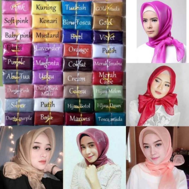  JILBAB  KERUDUNG SEGI EMPAT ORGANZA  SQUARE TERMURAH 