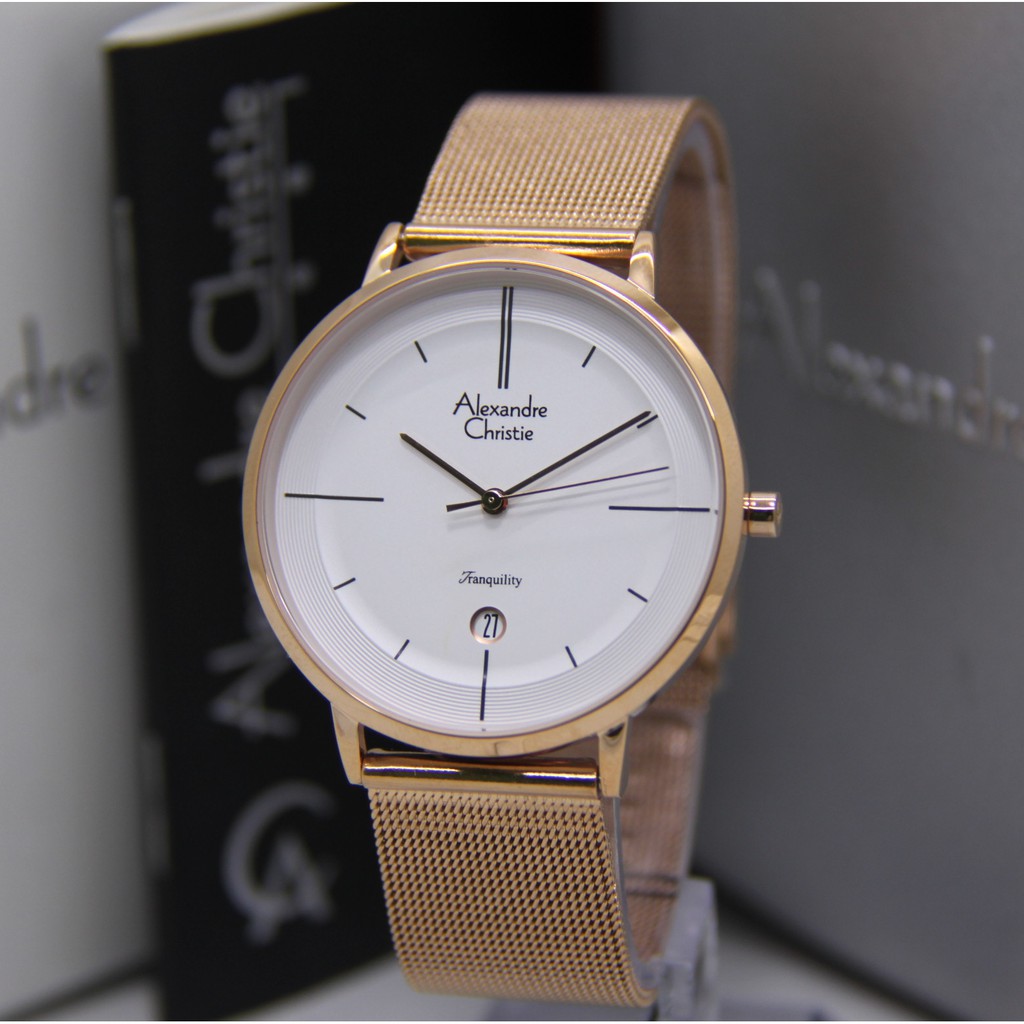 ALEXANDRE CHRISTIE 8627 PRIA ROSEGOLD WHITE ORIGINAL AC8627 AC 8627 JAM TANGAN COWOK ARLOJI COWOK