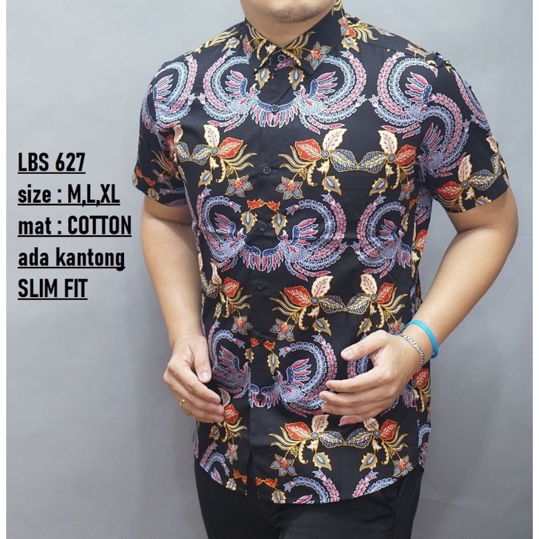 Batik cowok lengan pendek slimfit