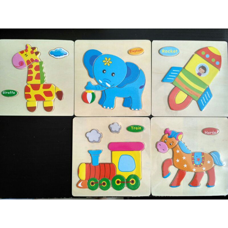 Puzzle Kayu Anak Motif Binatang