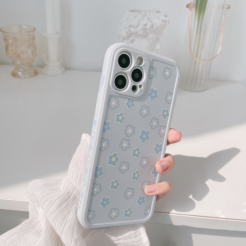 IPHONE Casing Ponsel Full Cover TPU Lembut Motif Bunga Samping Untuk Iphone7 8 PLUS X XR XS 11 12 13 14 MINI PRO MAX SE 2020 Pelindung
