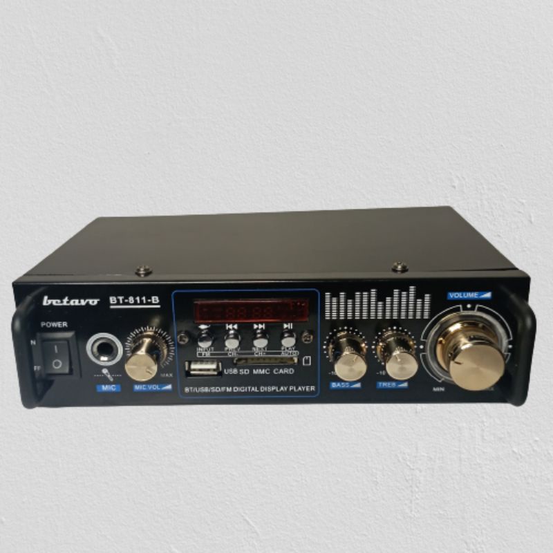 Amplifier Bluetooth Stereo Audio Karaoke Musik Sound System - BETAVO Power Ampli ac Dc