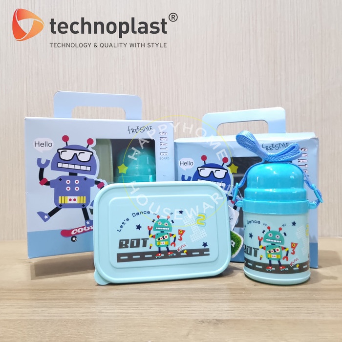 Technoplast Paket Gift Set SCHOOL Robot Circus Lunch Box & Botol Air