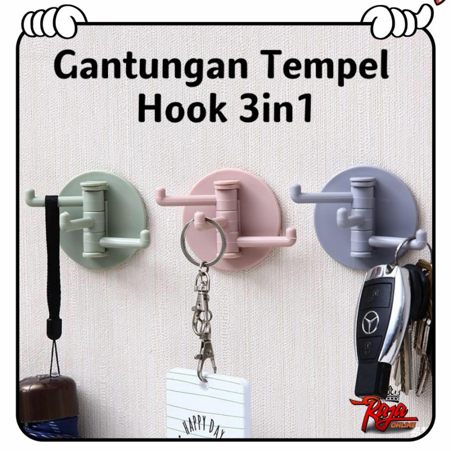 GC03 - Gantungan Hook 3 Cabang Serbaguna