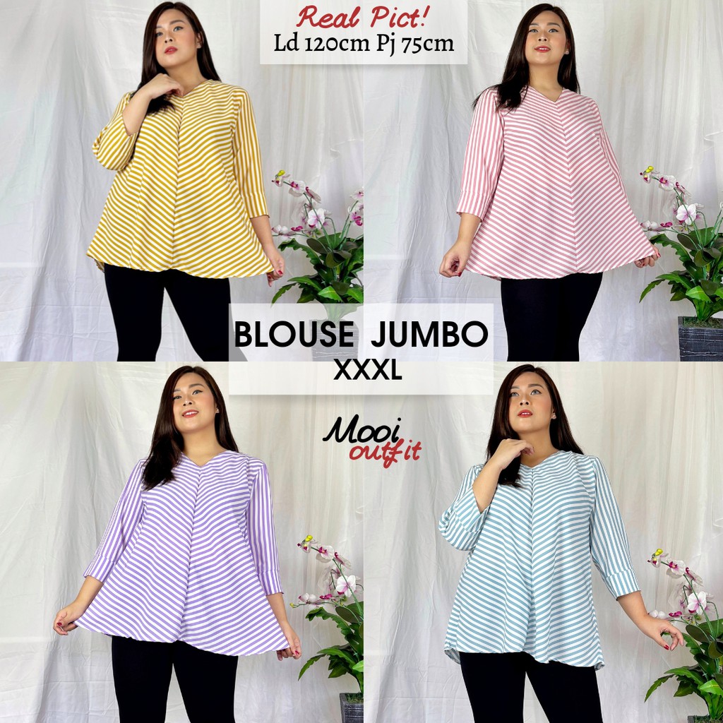 Blouse Jumbo Salur Ld 120- Blus Jumbo Wanita- Baju Jumbo Xxxl Ld 120- Blouse Wanita Jumbo