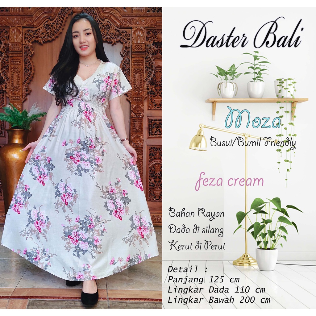 DASTER MOZA PRINT | BALI LONGDRESS-MOZA FEZA CREAM