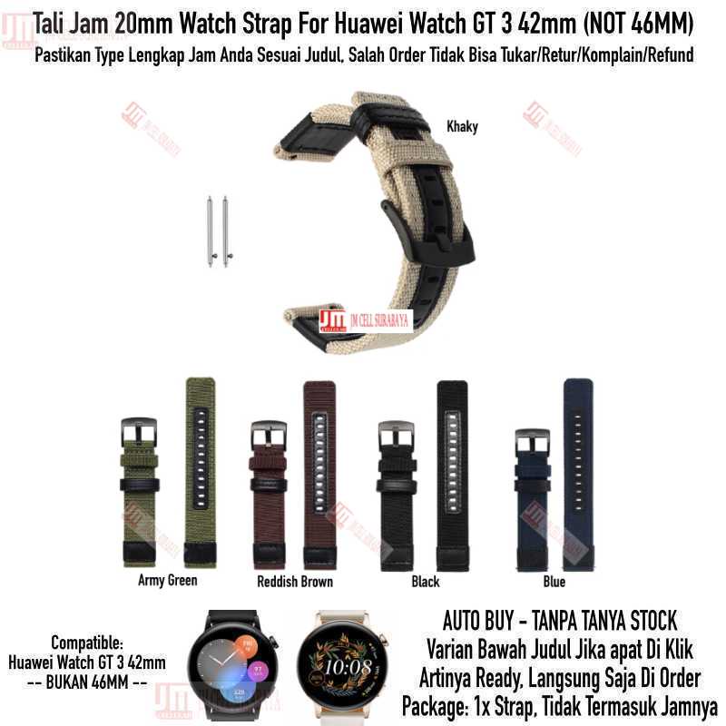 Woven Watch Strap Huawei Watch GT3 GT 3 42mm - Tali Jam Tangan 20mm Nylon Tebal