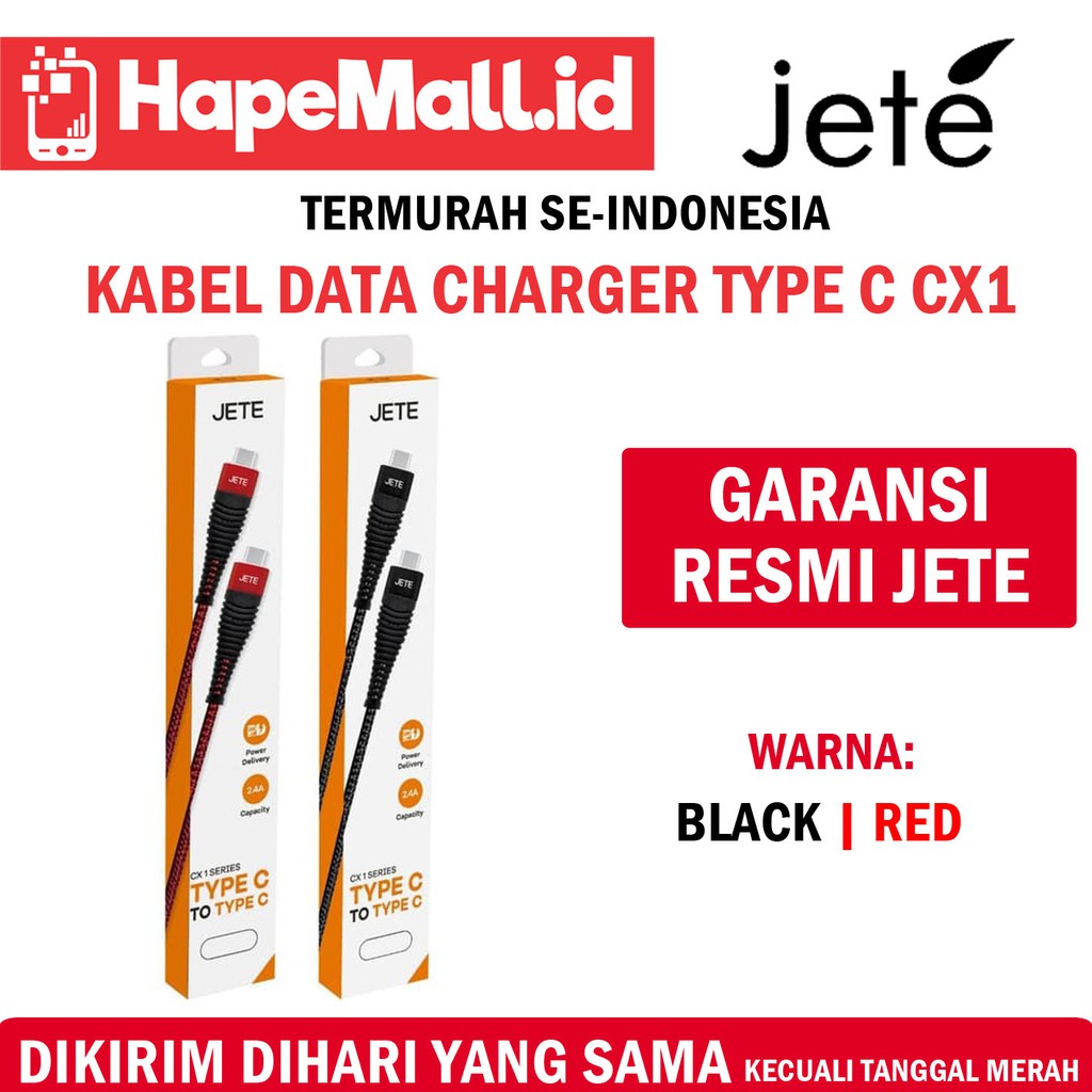 JETE KABEL DATA CHARGER CX 1 TYPE C FAST CHARGING GARANSI RESMI JETE