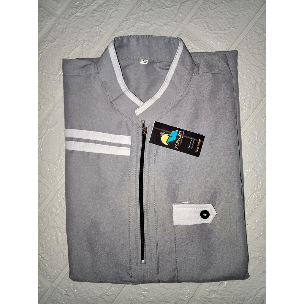 JUBAH ANAK AL-BADAR FREE PECI / GAMIS ANAK LAKI-LAKI 1-14 TAHUN (BEST SELLER)-Grey