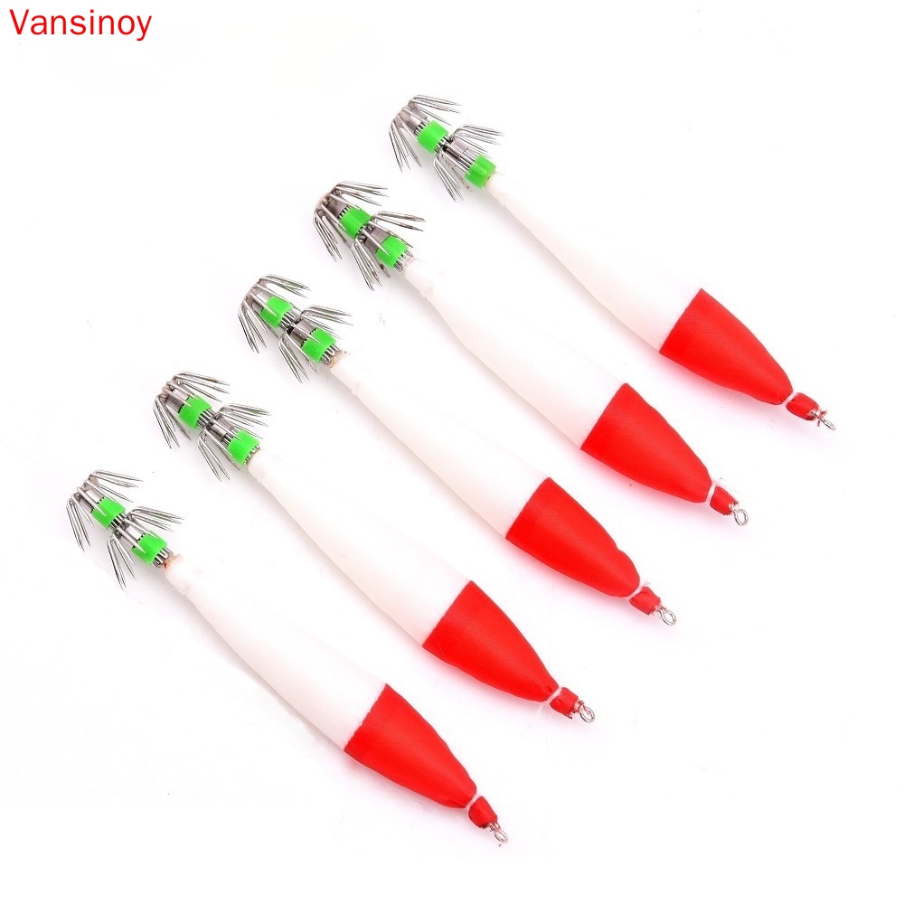 5pcs Kail Pancing 10.5cm / 6.3g Bahan Stainless Steel Luminous Untuk Cumi-Cumi