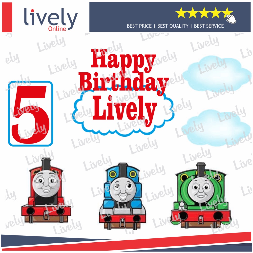 CUSTOM NAMA CAKE TOPPER KARAKTER THOMAS N FRIENDS HIASAN KUE HAPPY BIRTHDAY