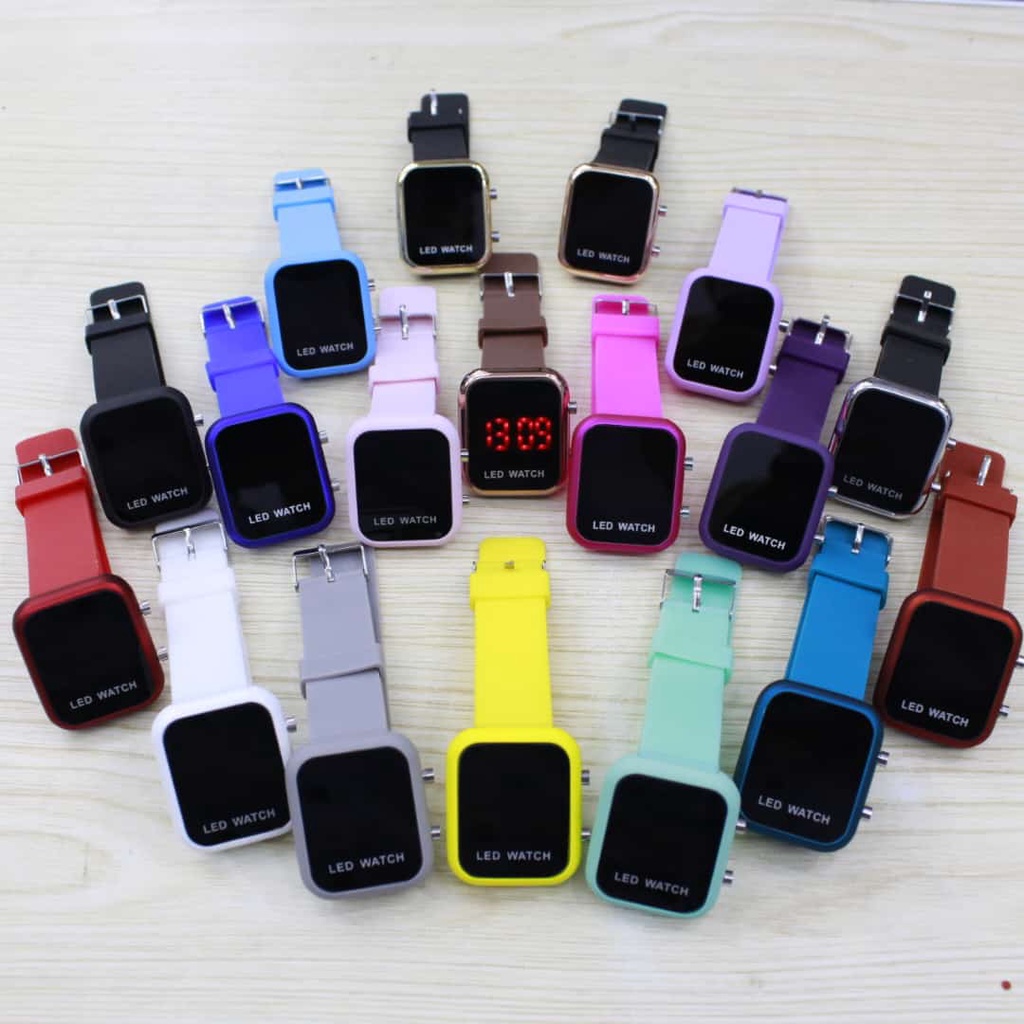 JAM TANGAN LED LEDWATCH MODEL KOREA KEKINIAN/ JAM TANGAN LED STRAP RUBBER LENTUR ANTI PATAH