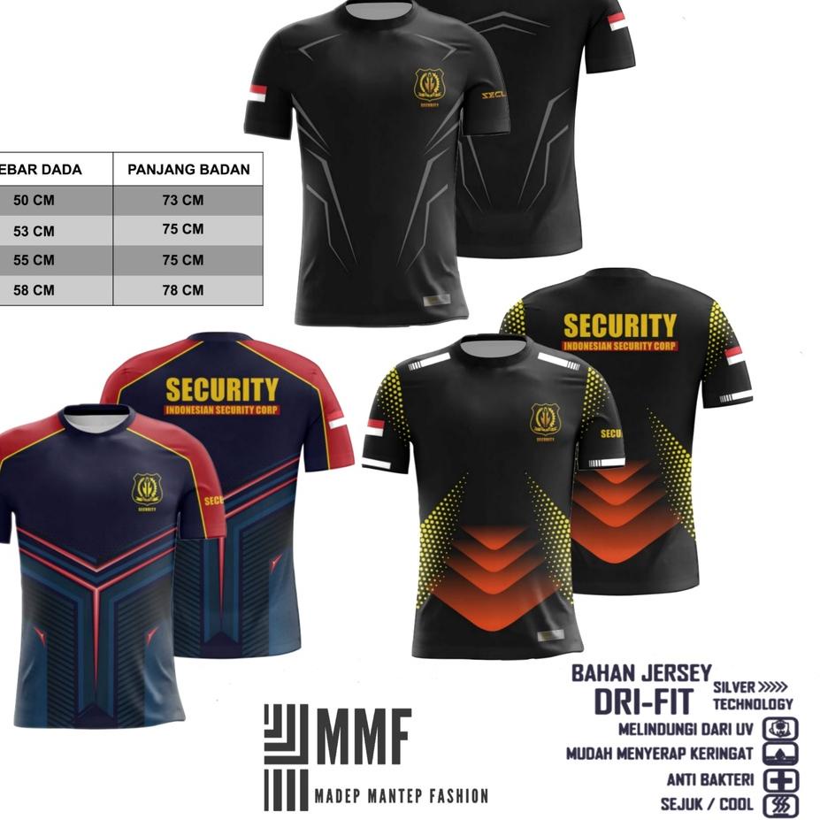 【Penjualan Terbaik】Kaos Security Satpam DryFit Premium Terbaru Kaos Jersy Dryfit FULL PRINTING Secur