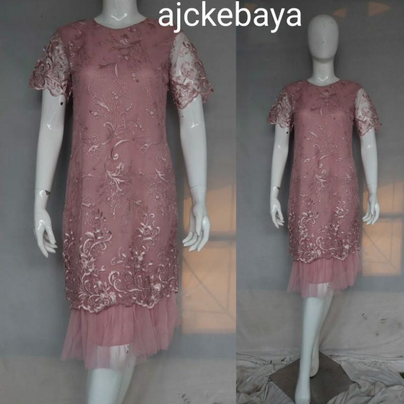 DRES/DRES TULLE/DRES TERBARU/DRES MODERN/KEBAYA DRES/PAKAIN PESTA/AJC KEBAYA