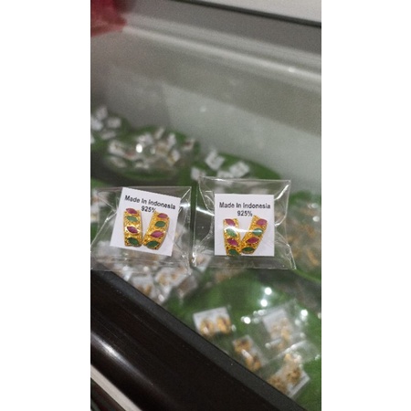 anting tusuk perak lapis emas bali