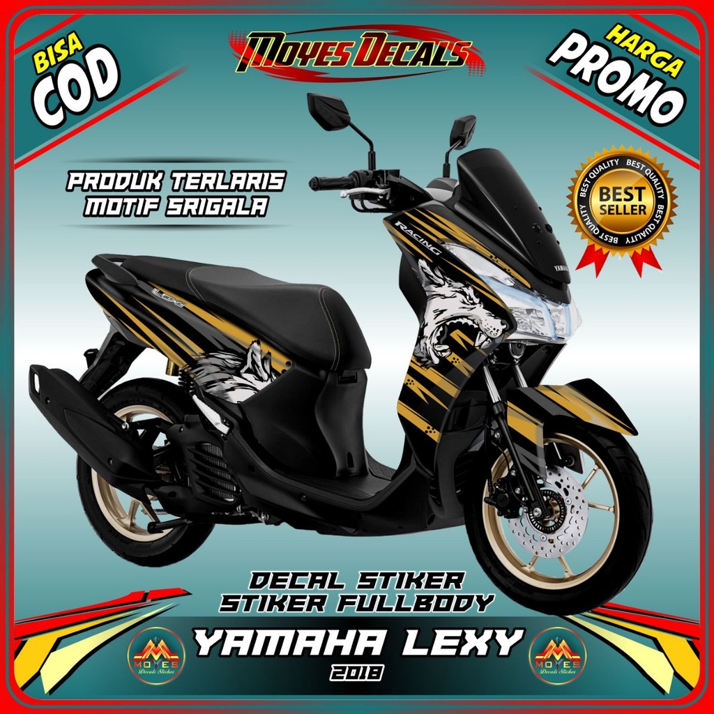 Decal Stiker Yamaha LexI - Motif Wolf Rider Gold