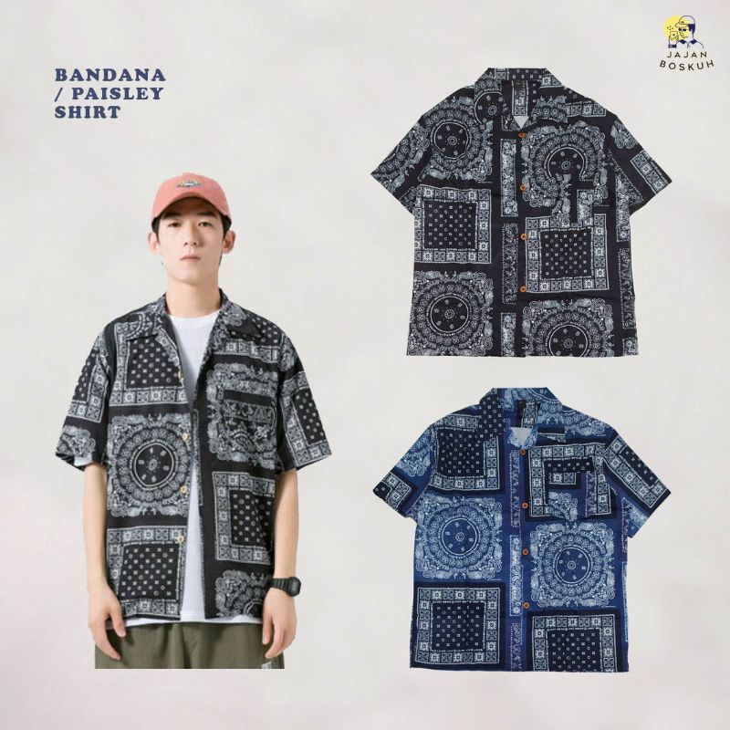 Bandana paisley open collar shirt