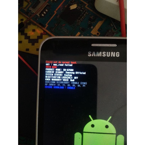HP Samsung Galaxy Mega 2 G750H Odin mode minus lcd