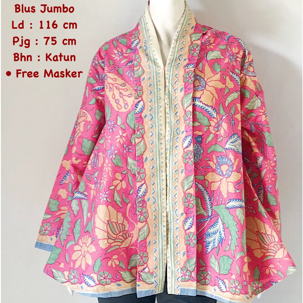 Blus jumbo katun batik solo batik halus trendy modern atasan kerja blus wanita