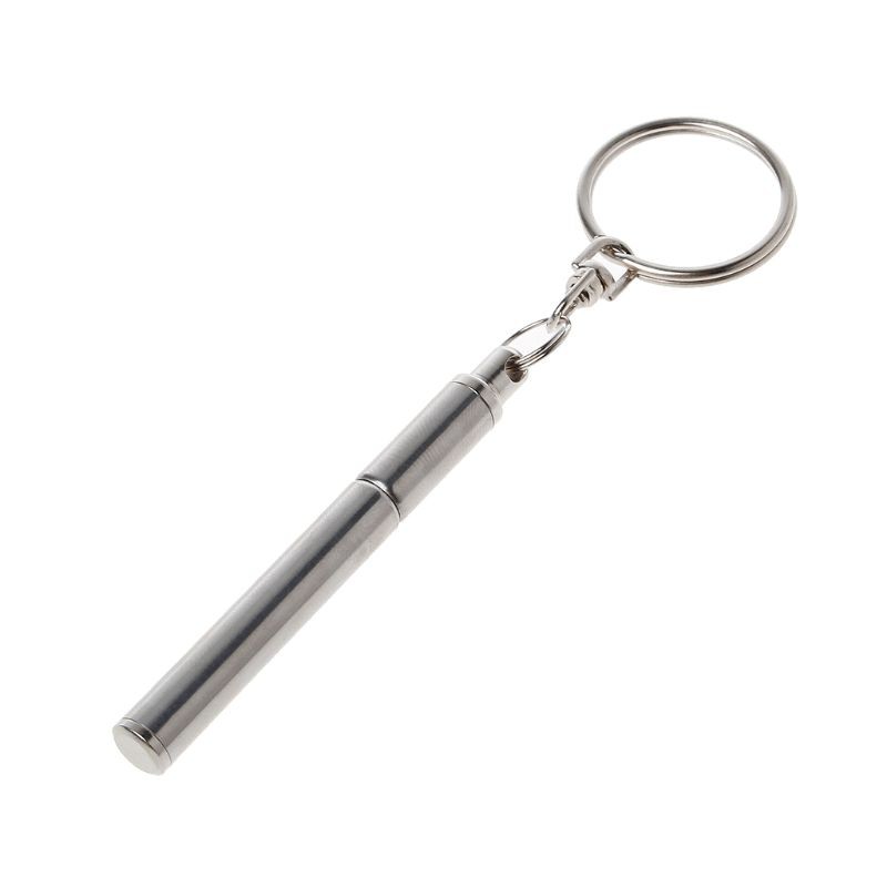 Moonlight&quot; Portable Stainless Steel Telescopic Ballpoint Pen Metal Key Ring Keychain Tools