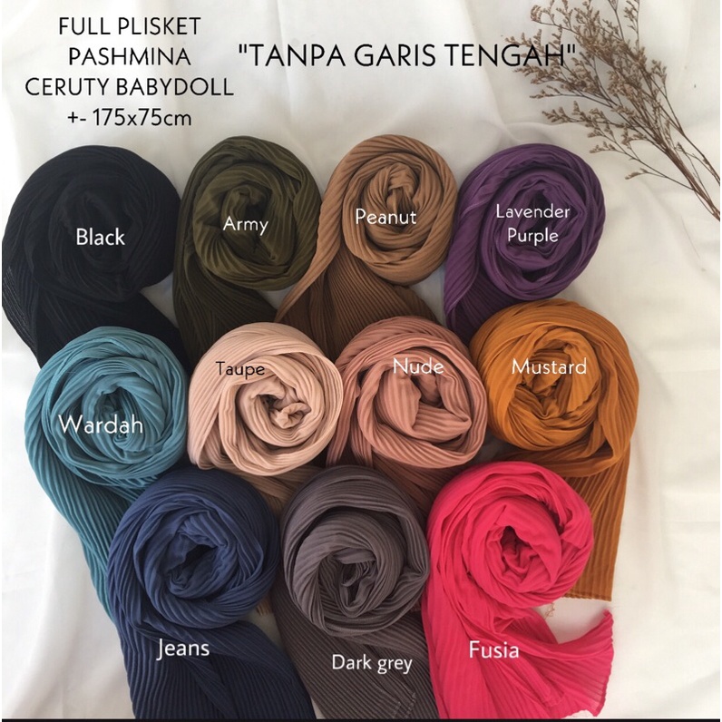 [TANPA GARIS TENGAH] FULL PLISKET PASHMINA pashmina plisket ceruty babydoll pasmina plisket-4
