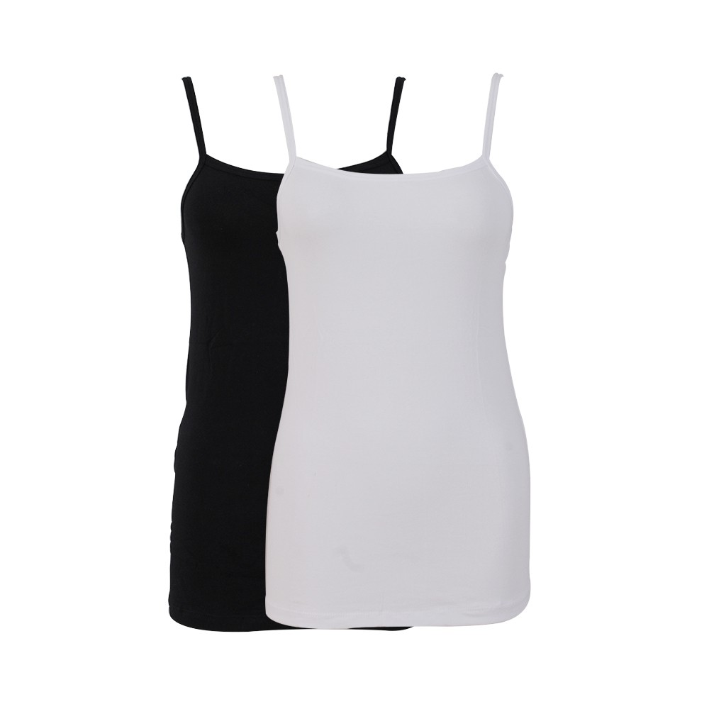 (COD) Scelta tanktop wanita atasan tank top hitam putih polos bahan katun at SE 107