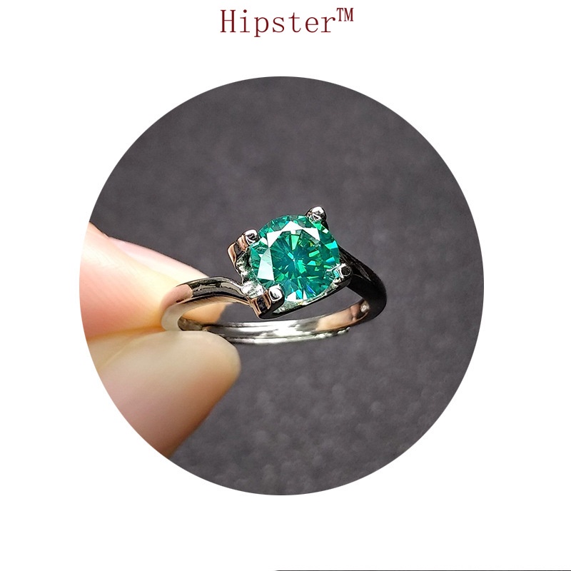 New Hot Sale Classic Inlaid Green Crystal Diamond Ring Couple Ring