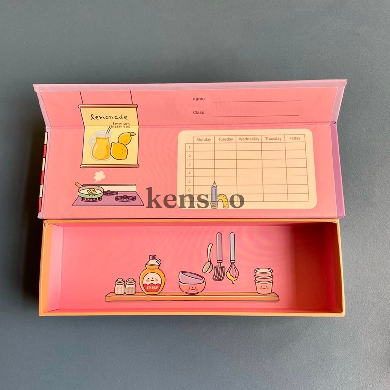 KENSHO Kotak Pensil Magnet Karton Lucu / Imut / Roti / Susu / Cake / Tempat Pensil / Pencil Case / Tebal