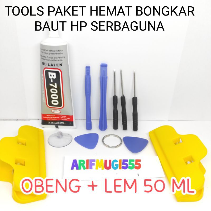 Obeng Tools Set Reparasi 8 in 1+Lem B7000 50ml