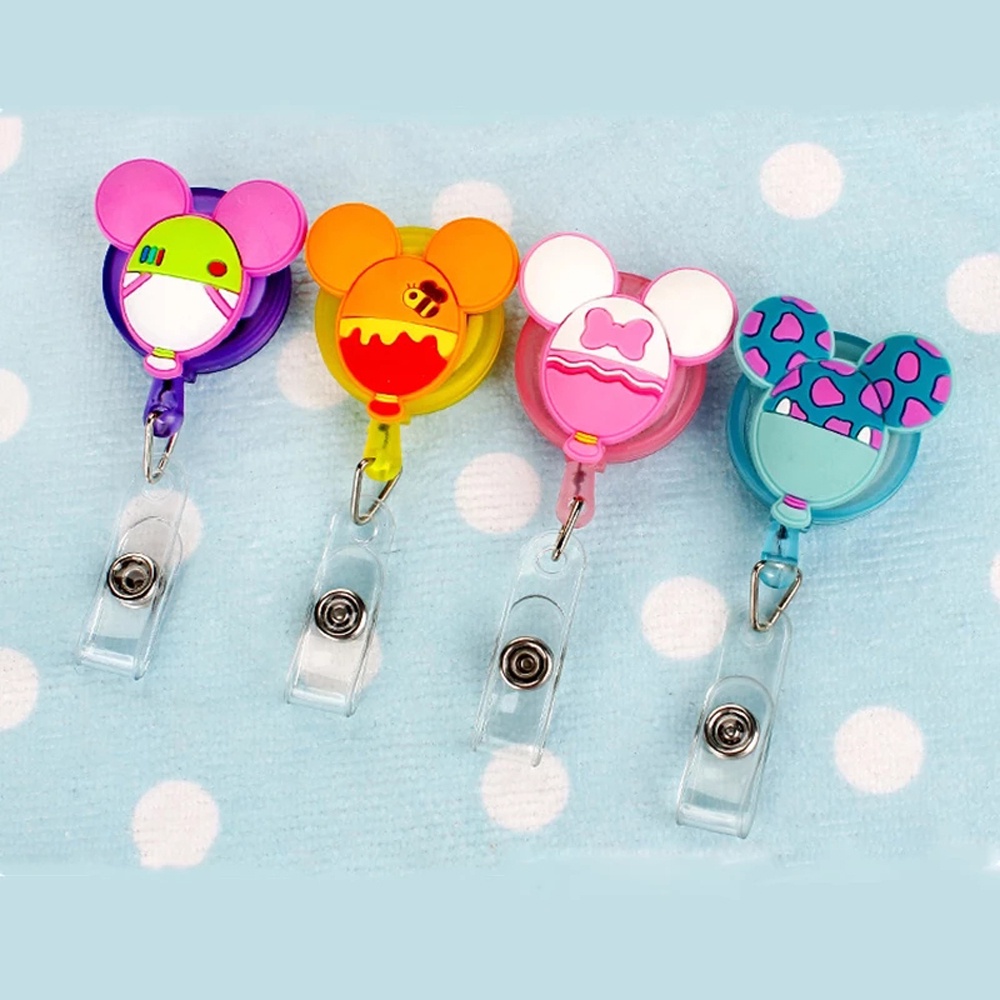 QUINTON Office Supplies Retractable Badge Reel Silicone Badge Holder ID Card Clips Name Tag Cute Students Nurse Doctor Cartoon Card Holder Name Card Holder