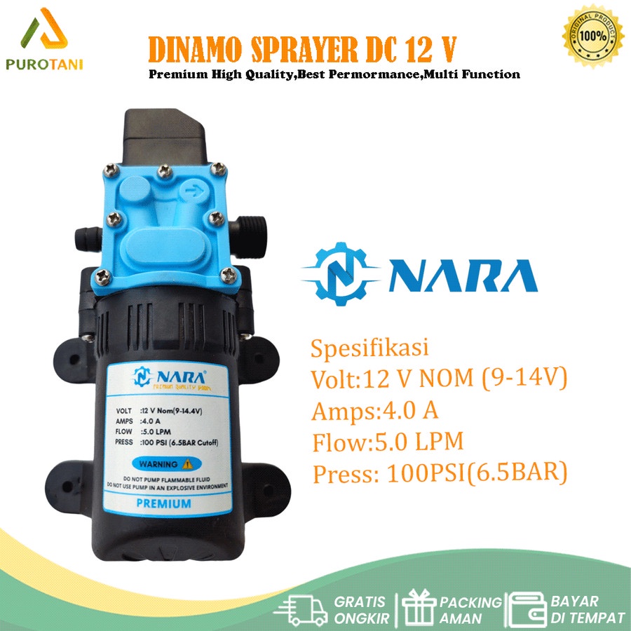 Pompa Dinamo tangki Sprayer Elektrik 12V 5A Pompa Dc
