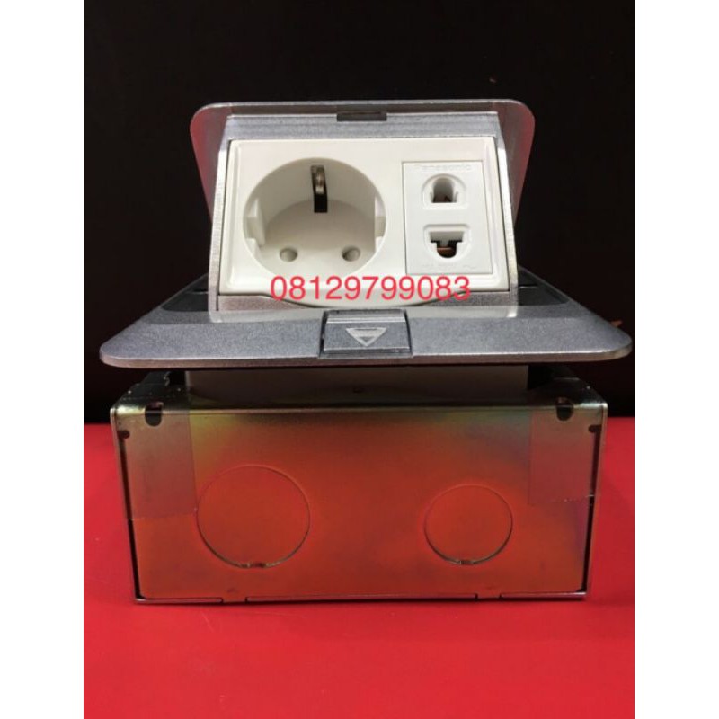 Stop kontak lantai panasonic floor soket ( stop kontak arde + stop 2 pin / telp / data / tv )