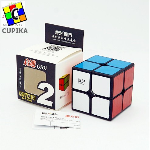 Rubik 2x2 Qiyi Qidi Black magic cube speed mainan anak