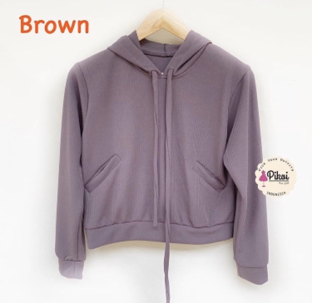 Blouse hoodie murah / hoodie cewek lucu / hoodie hitam murah / hoodie polos korean style cantik 2159