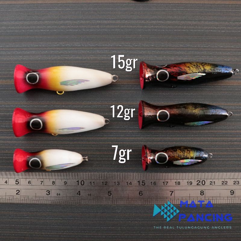 Umpan pancing popper 5gr 7gr 12gr 15gr lure killer top water handmade bahan kayu untuk lure casting