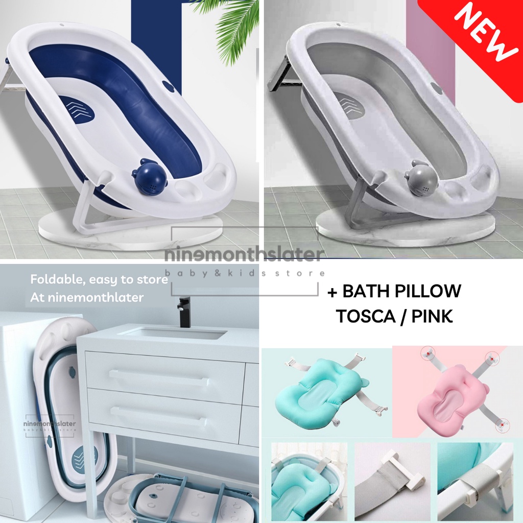 Right Start Jumbo WHALE Baby Folding Bathtub - Bath Tub Anak Bayi Ember Mandi Air Termometer Sensor Mainan Lipat