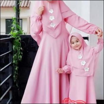 BAJU MUSLIM COUPLE IBU& ANAK JOLA BUNGA/GAMIS PASANGAN IBU DAN ANAK